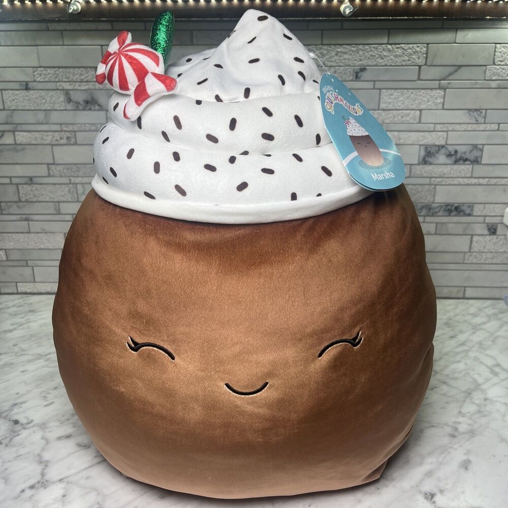 Squishmallow 18" Christmas Marsha Hot Chocolate whip cream Stuffed Plushy NWT